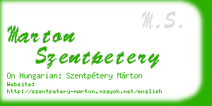 marton szentpetery business card